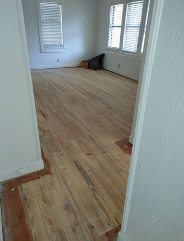 Services 4 floor being sanded in preparation to be repaired and stained
